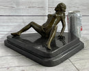 Nude Girl Touching Herself Erotic Art Sculpture Figure Marble Base