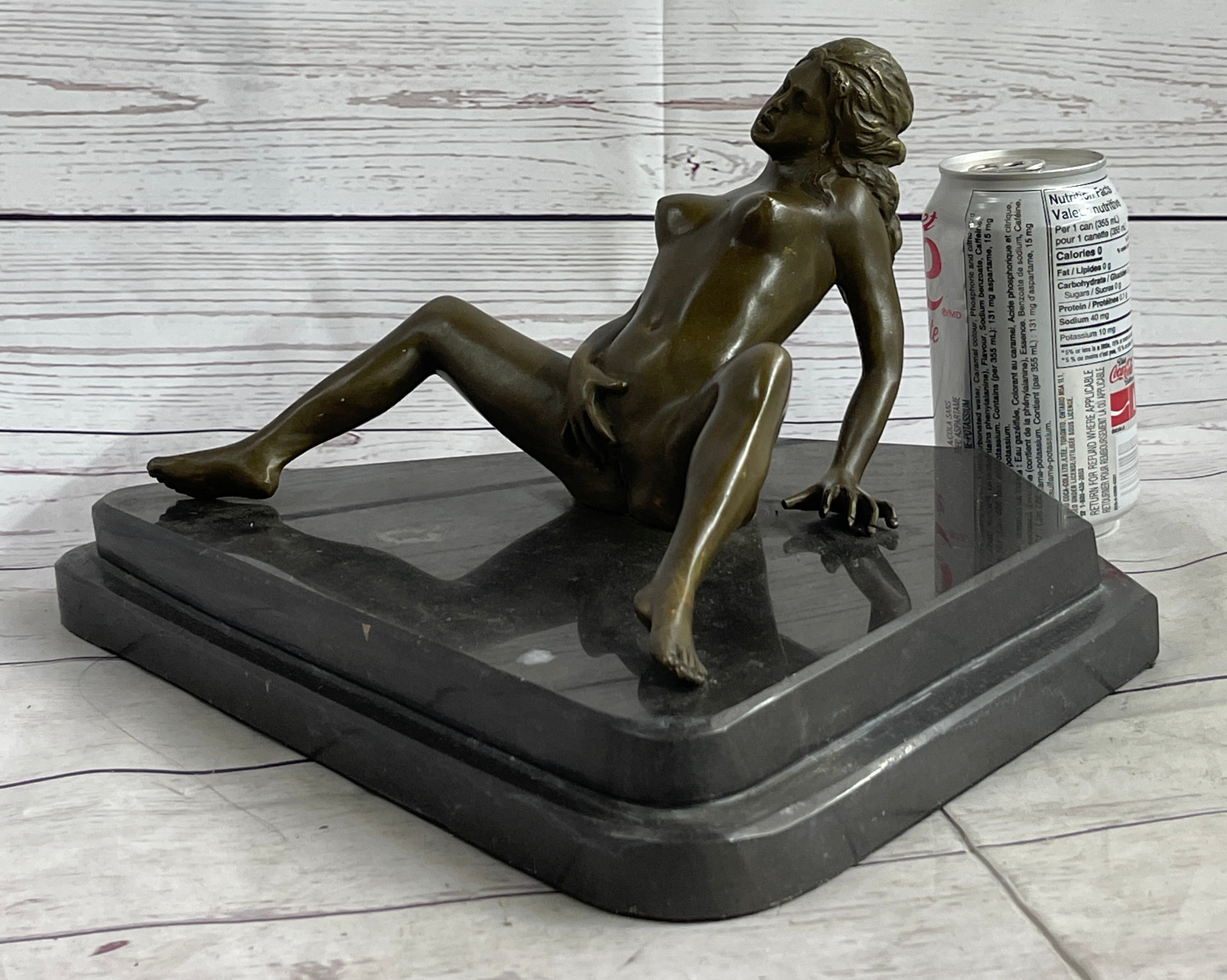 Nude Girl Touching Herself Erotic Art Sculpture Figure Marble Base