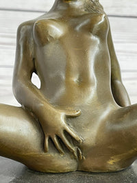 Nude Girl Touching Herself Erotic Art Sculpture Figure Marble Base
