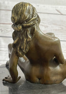 Nude Girl Touching Herself Erotic Art Sculpture Figure Marble Base