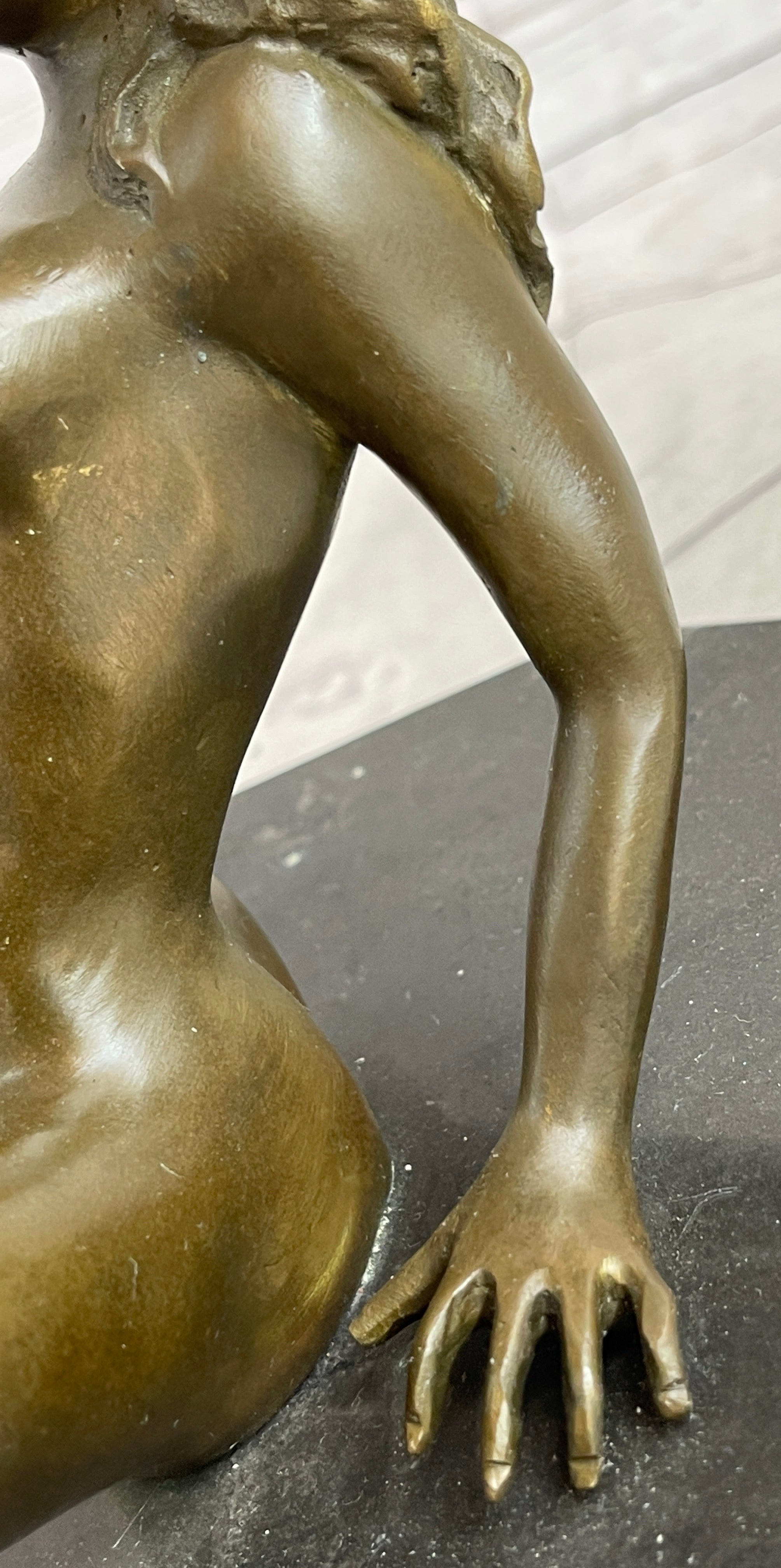 Nude Girl Touching Herself Erotic Art Sculpture Figure Marble Base