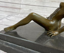 Nude Girl Touching Herself Erotic Art Sculpture Figure Marble Base