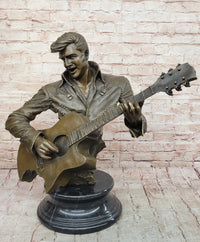 Elvis Presley Playing Guitar Bronze Bust Sculpture Signed 24" x 26"