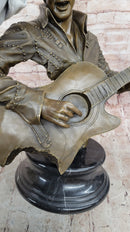 Elvis Presley Playing Guitar Bronze Bust Sculpture Signed 24" x 26"