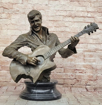 Elvis Presley Playing Guitar Bronze Bust Sculpture Signed 24" x 26"