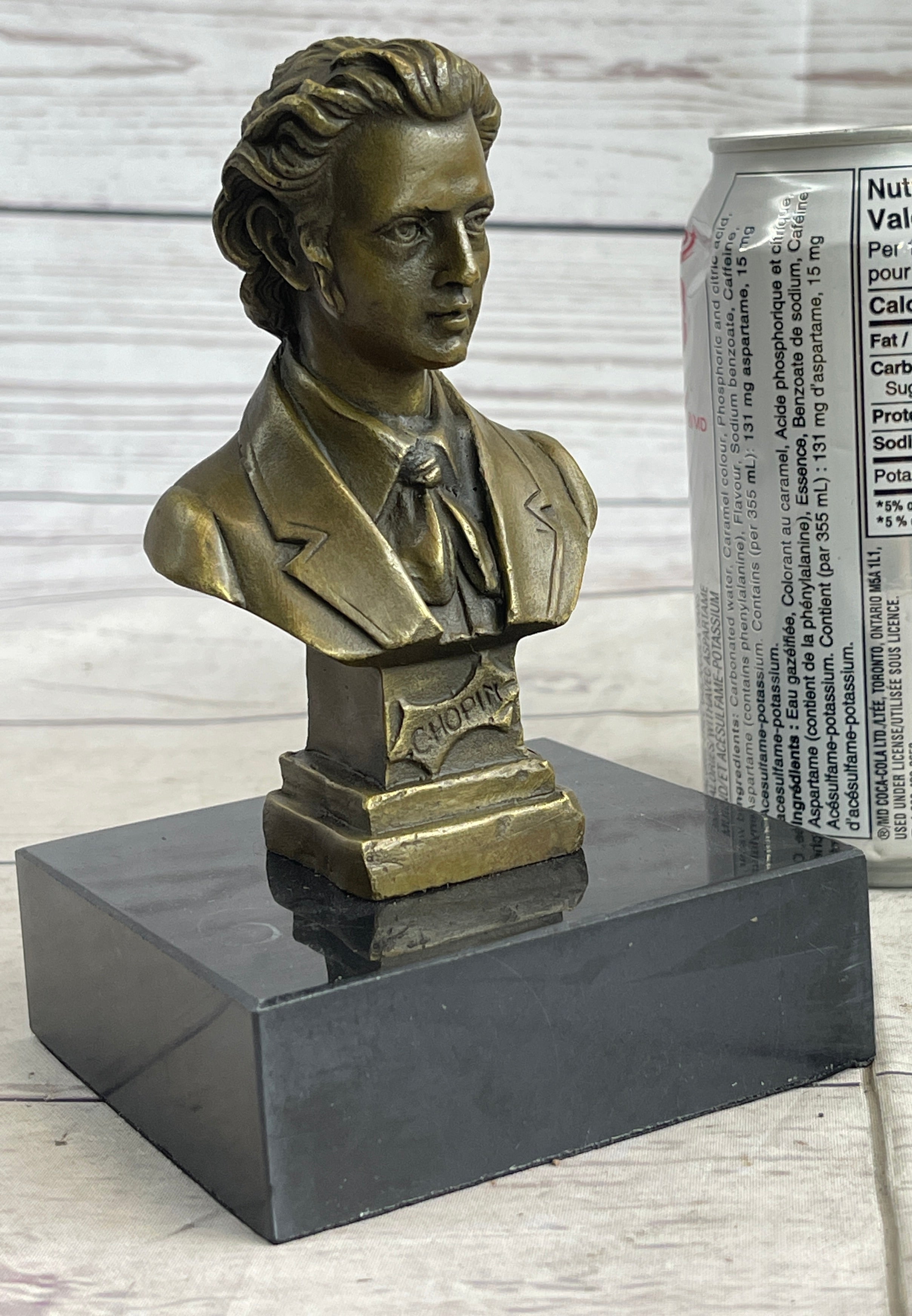 Frederic Chopin Bronze Bust Sculpture on Marble Base