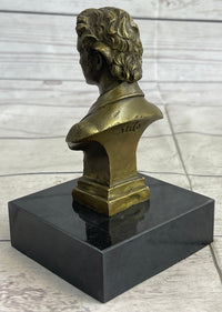 Frederic Chopin Bronze Bust Sculpture on Marble Base