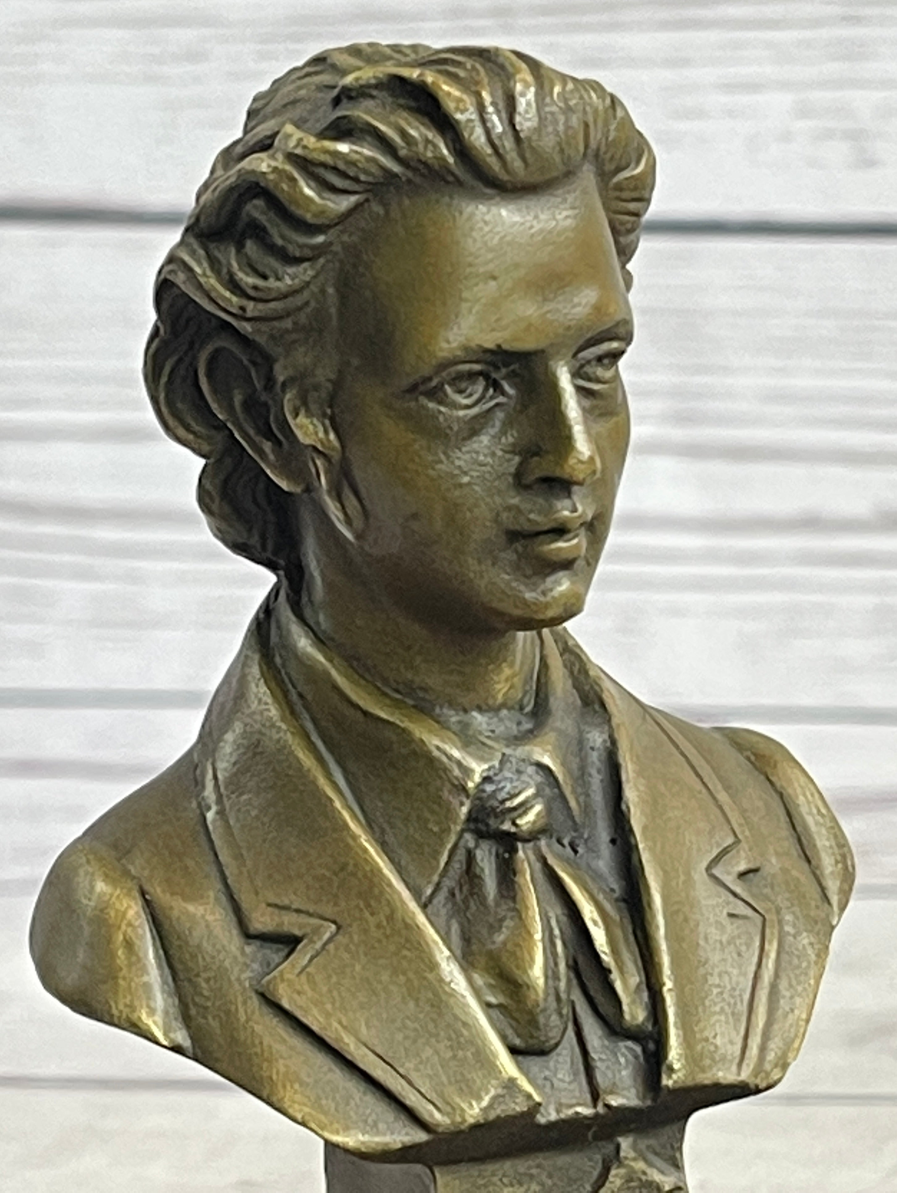 Frederic Chopin Bronze Bust Sculpture on Marble Base