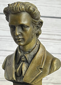 Frederic Chopin Bronze Bust Sculpture on Marble Base