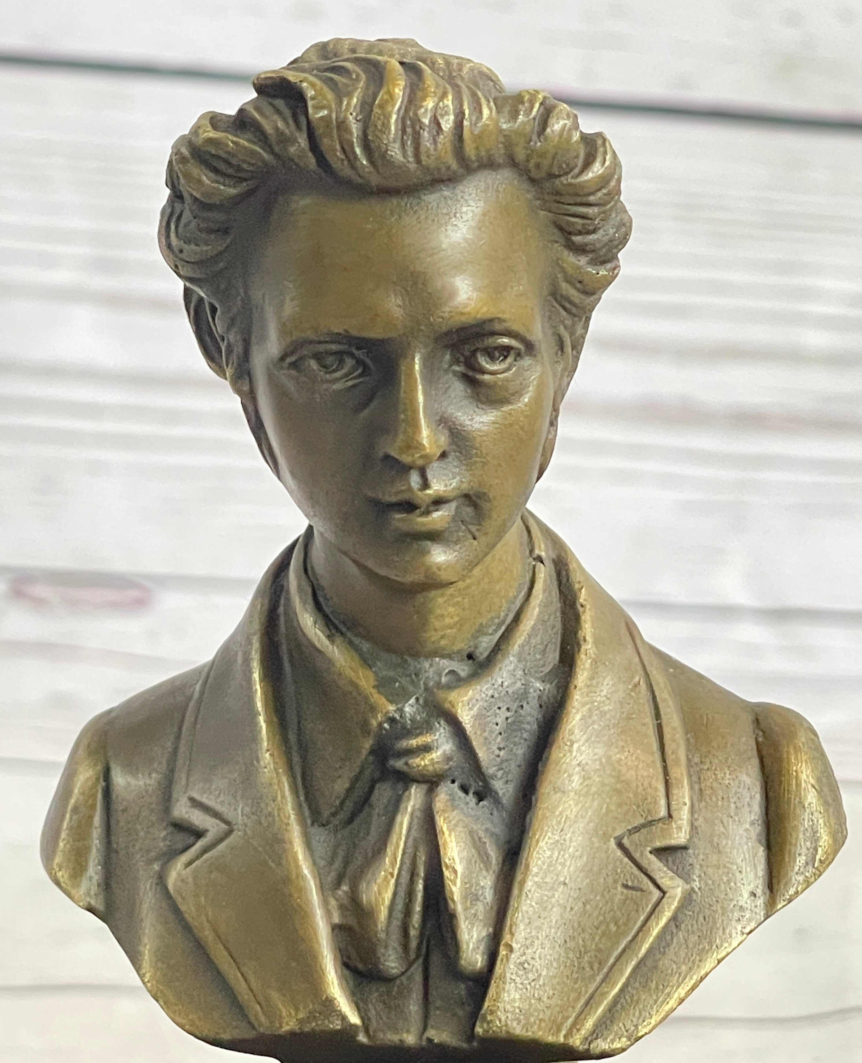 Frederic Chopin Bronze Bust Sculpture on Marble Base