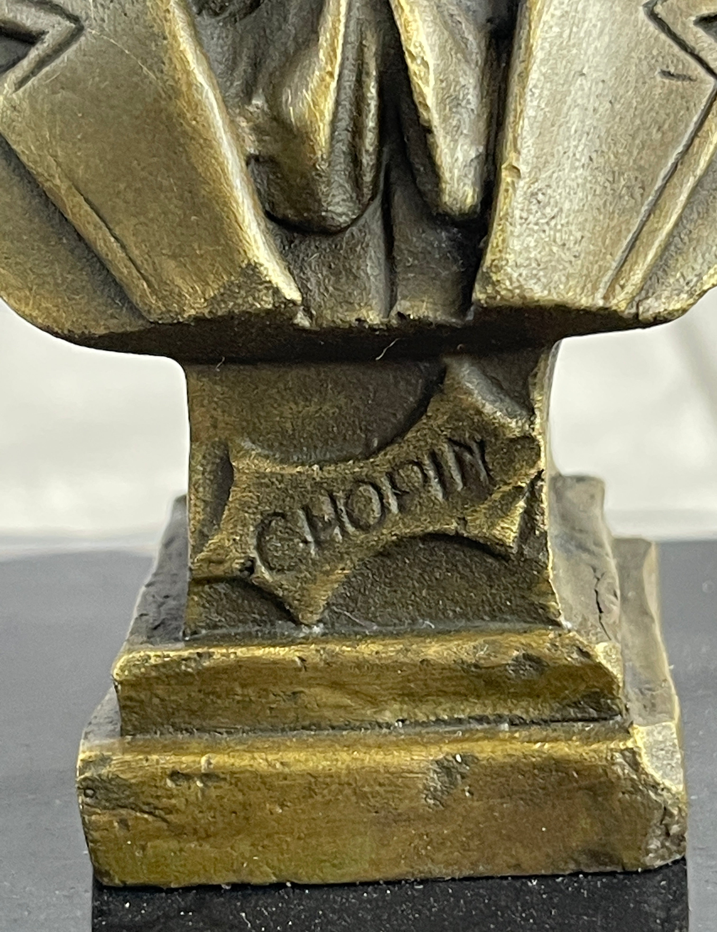 Frederic Chopin Bronze Bust Sculpture on Marble Base
