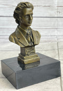 Frederic Chopin Bronze Bust Sculpture on Marble Base