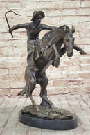 BRONCO BUSTER Frederic Remington Western Bronze Statue Sculpture Marble Base 17" x 15"
