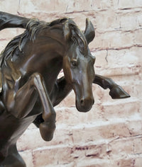 BRONCO BUSTER Frederic Remington Western Bronze Statue Sculpture Marble Base 17" x 15"