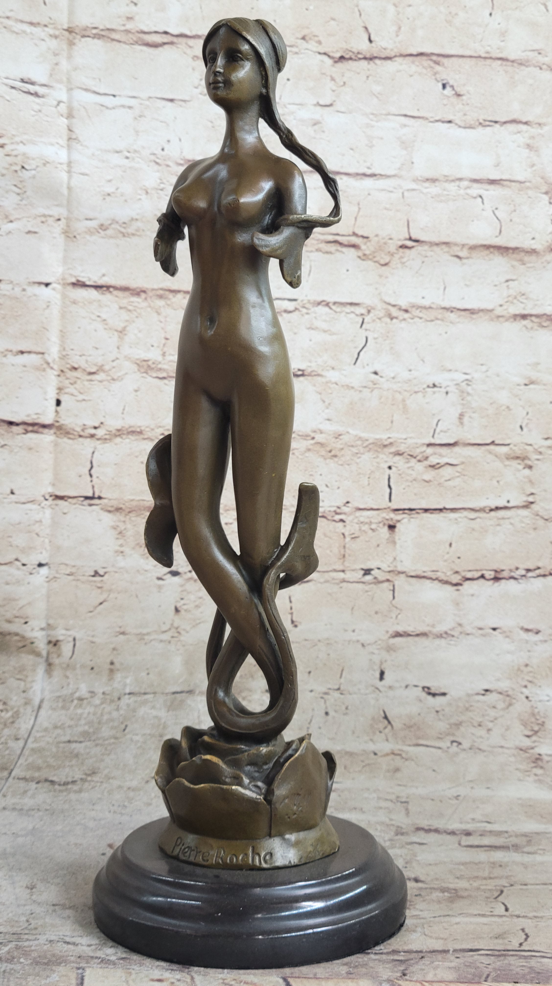 Mermaid Standing Bronze Figure 16''L Nautical Tropical