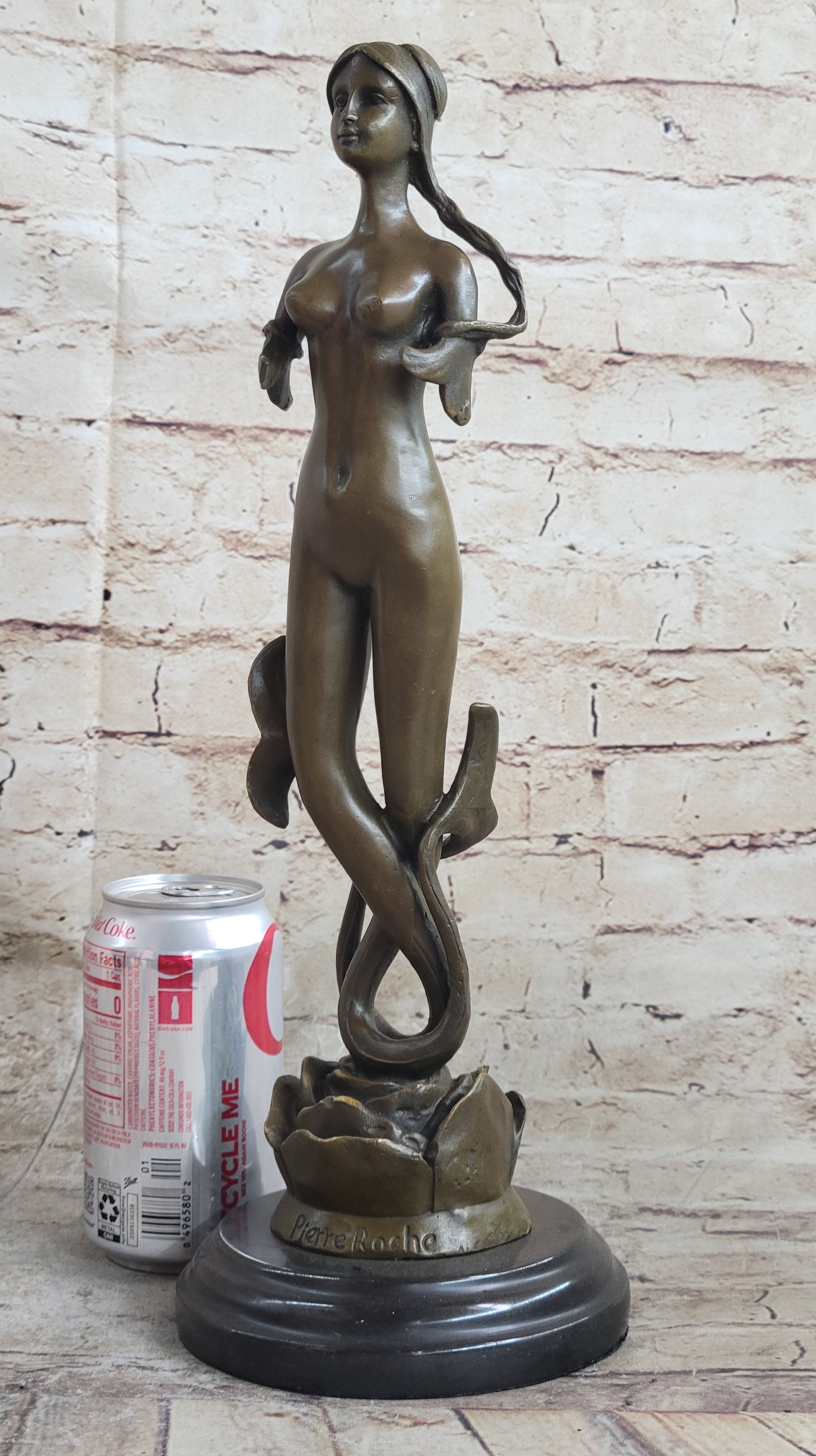 Mermaid Standing Bronze Figure 16''L Nautical Tropical