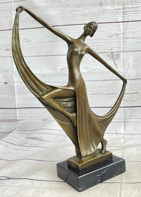 Art Deco Dancer Showgirl Bronze Sculpture 13" x 12"