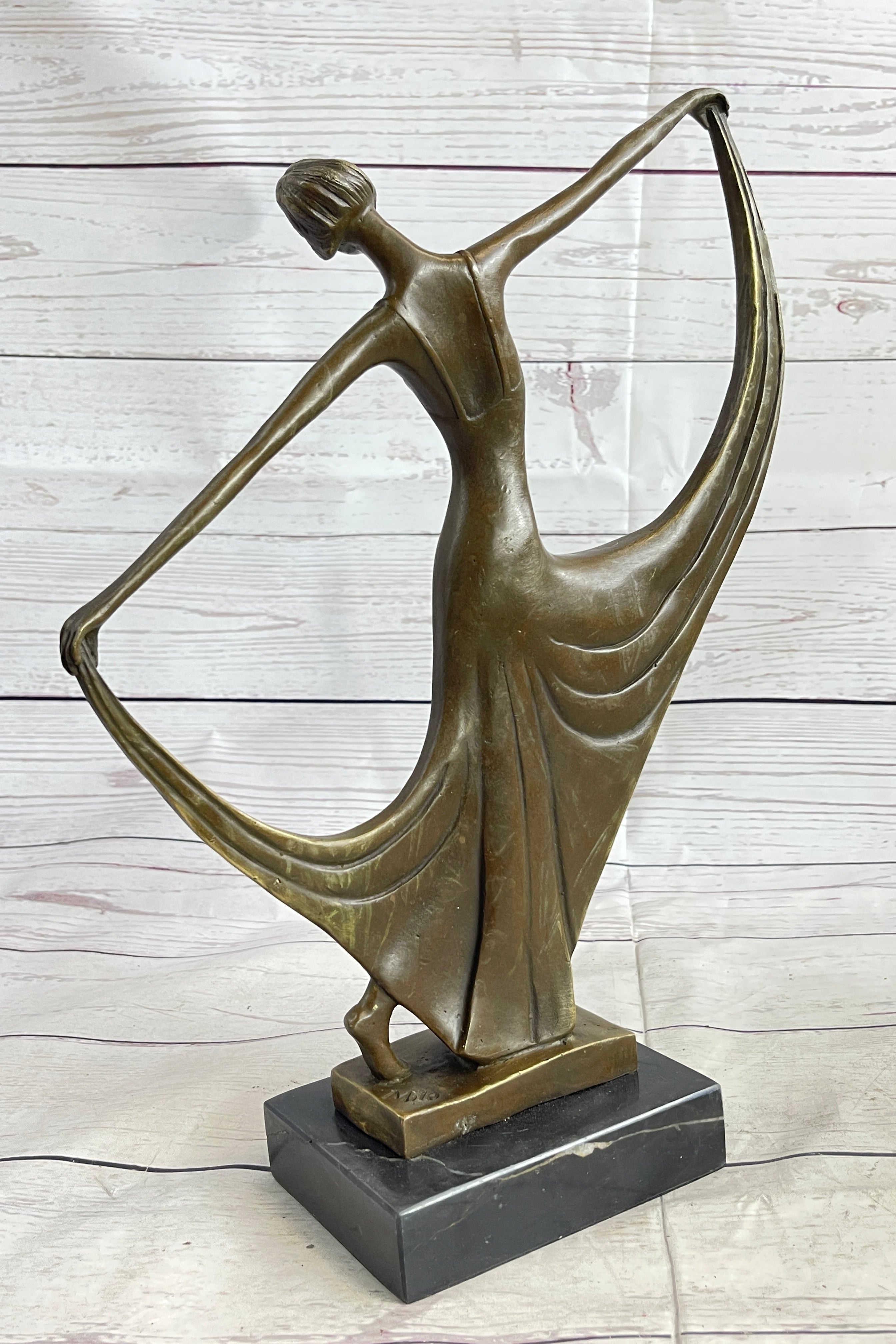 Art Deco Dancer Showgirl Bronze Sculpture 13" x 12"