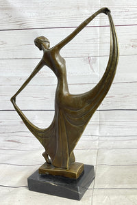 Art Deco Dancer Showgirl Bronze Sculpture 13" x 12"