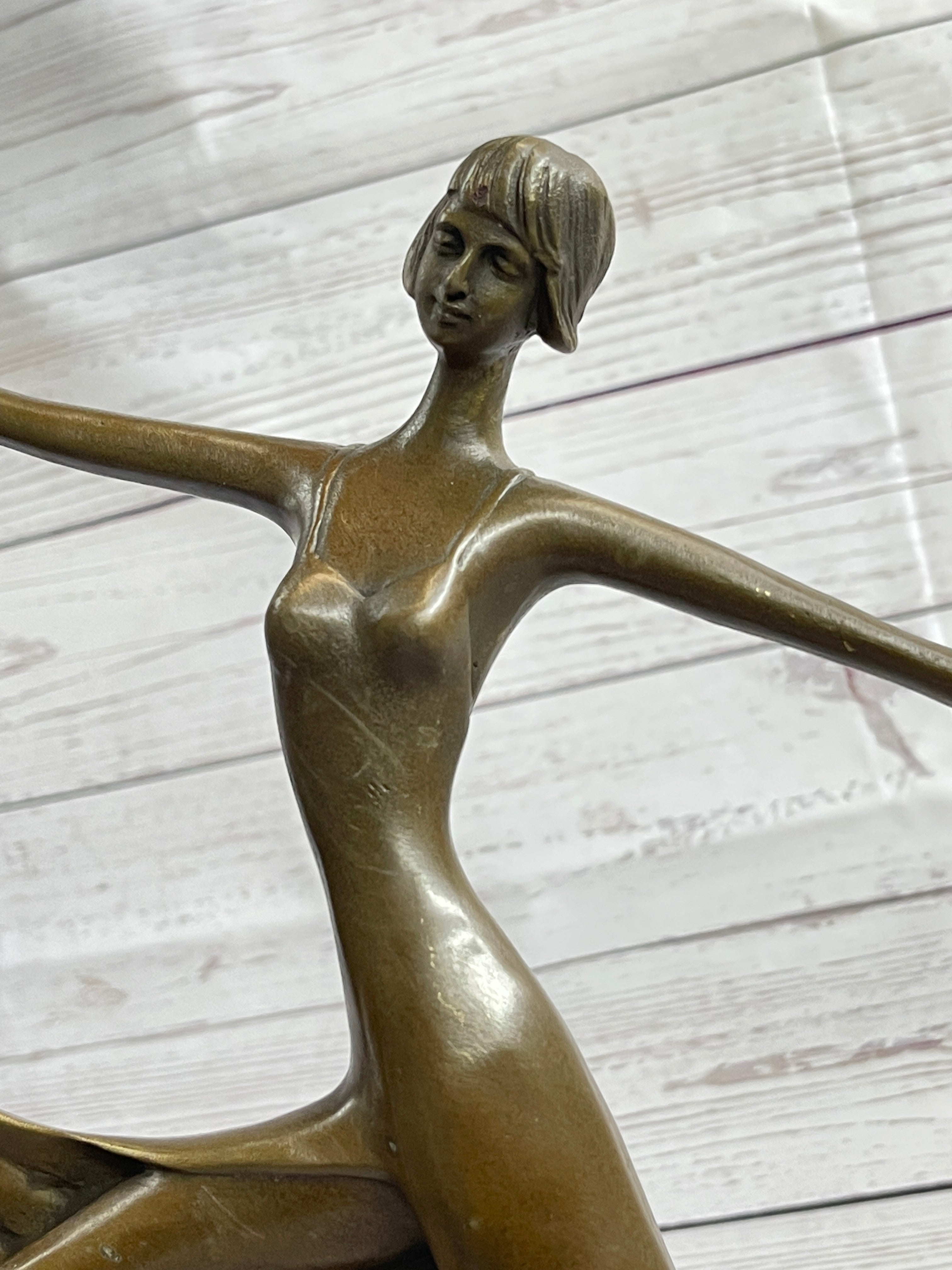 Art Deco Dancer Showgirl Bronze Sculpture 13" x 12"