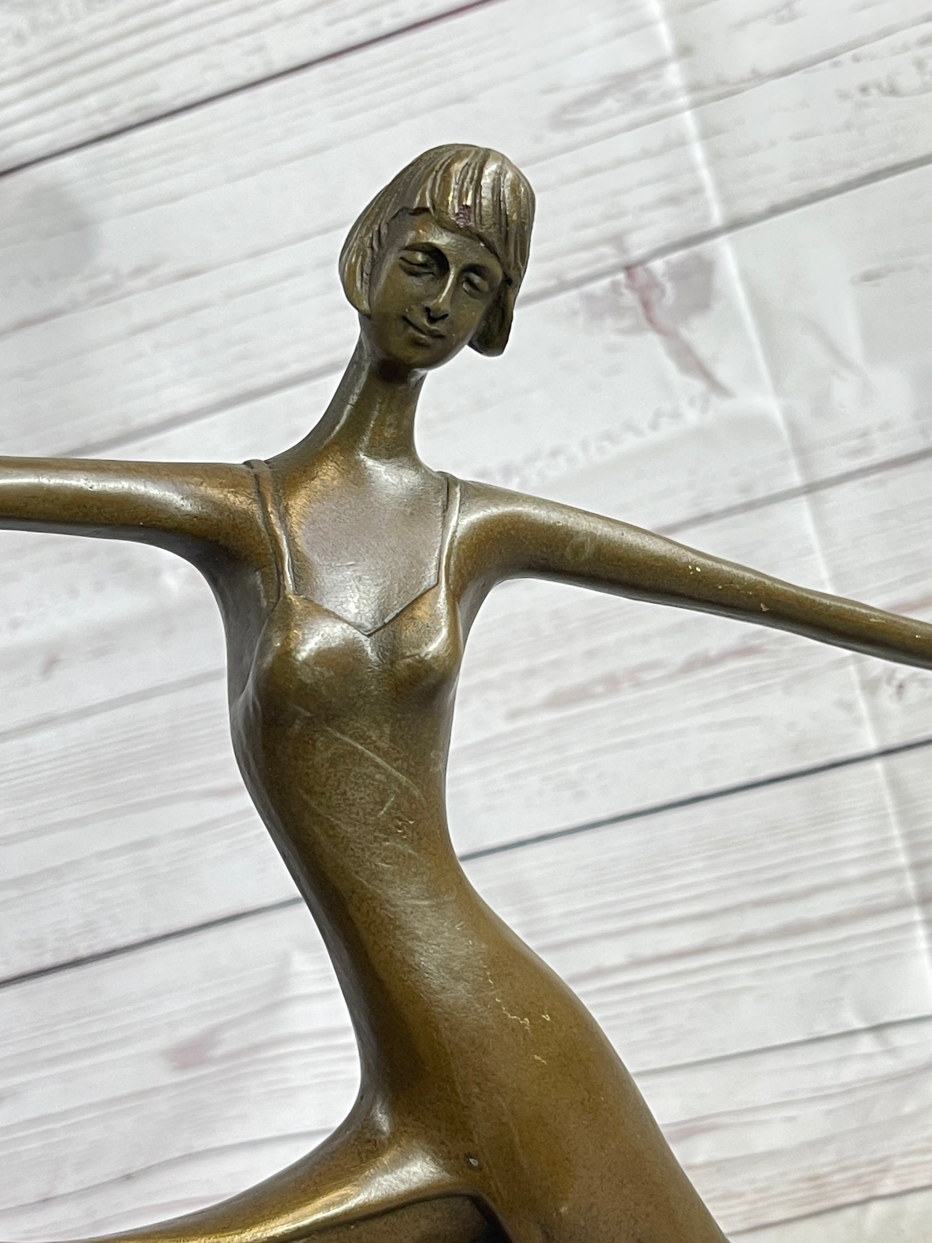 Art Deco Dancer Showgirl Bronze Sculpture 13" x 12"