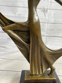 Art Deco Dancer Showgirl Bronze Sculpture 13" x 12"
