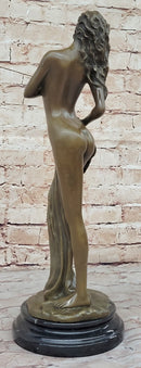Bronze Sculpture Statue of Nude Woman Partially Covered with Towel Original Art by Jean Patou