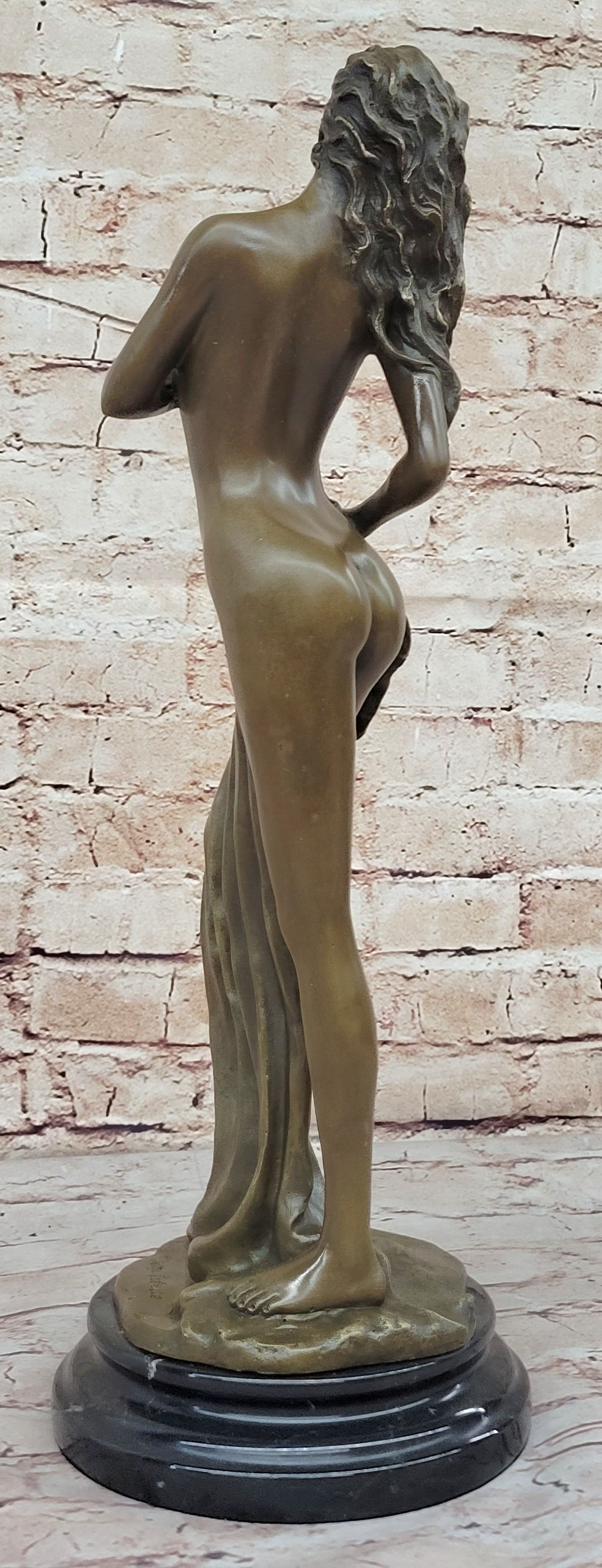 Bronze Sculpture Statue of Nude Woman Partially Covered with Towel Original Art by Jean Patou