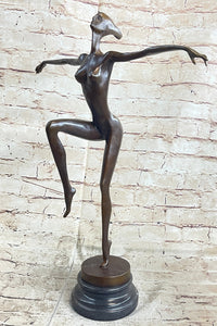 Surreal Abstract Modern Art Dancer Girl Nude Female Figure on Marble Base Signed Original