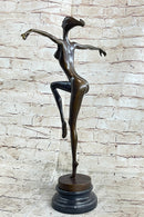 Surreal Abstract Modern Art Dancer Girl Nude Female Figure on Marble Base Signed Original