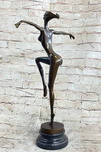Surreal Abstract Modern Art Dancer Girl Nude Female Figure on Marble Base Signed Original