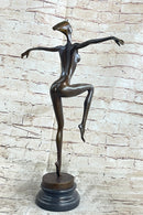 Surreal Abstract Modern Art Dancer Girl Nude Female Figure on Marble Base Signed Original