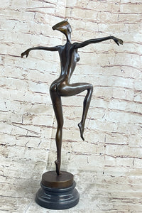 Surreal Abstract Modern Art Dancer Girl Nude Female Figure on Marble Base Signed Original