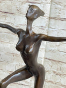 Surreal Abstract Modern Art Dancer Girl Nude Female Figure on Marble Base Signed Original