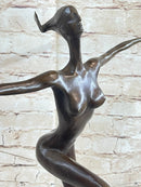 Surreal Abstract Modern Art Dancer Girl Nude Female Figure on Marble Base Signed Original