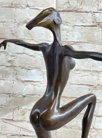 Surreal Abstract Modern Art Dancer Girl Nude Female Figure on Marble Base Signed Original