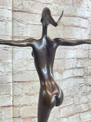 Surreal Abstract Modern Art Dancer Girl Nude Female Figure on Marble Base Signed Original