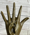 Surreal Bronze Sculpture Hand w/ Ear 13" x 5" Signed