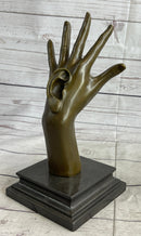 Surreal Bronze Sculpture Hand w/ Ear 13" x 5" Signed