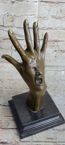 Screaming Face on Back of Hand Surrealist Bronze Sculpture