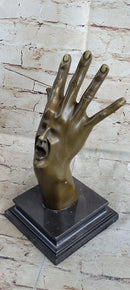 Screaming Face on Back of Hand Surrealist Bronze Sculpture