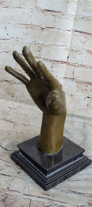Screaming Face on Back of Hand Surrealist Bronze Sculpture
