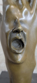 Screaming Face on Back of Hand Surrealist Bronze Sculpture