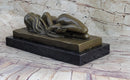 Sleeping Nude Girl Art Sculpture Bronze Figure on Marble Base