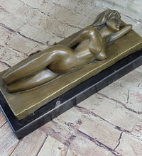 Sleeping Nude Girl Art Sculpture Bronze Figure on Marble Base