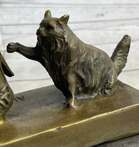 Sexy Playful Girl w/ Kitten Cat Bronze Modern Art Statue Sculpture Vitaleh Original 16" x 9"