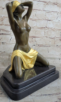Blindfolded Female Figure Erotic Nude Bronze Sculpture Preiss 12" x 9"