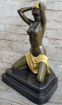 Blindfolded Female Figure Erotic Nude Bronze Sculpture Preiss 12" x 9"