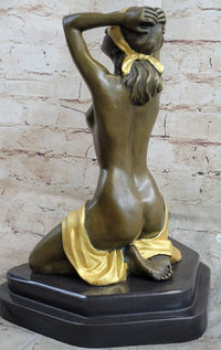 Blindfolded Female Figure Erotic Nude Bronze Sculpture Preiss 12" x 9"