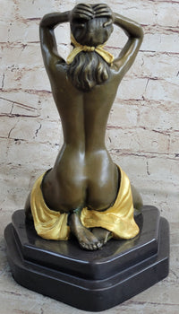 Blindfolded Female Figure Erotic Nude Bronze Sculpture Preiss 12" x 9"